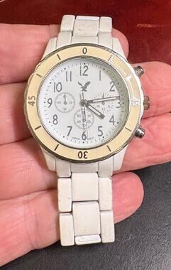 Women's 35mm Metal American Eagle Watch with Ceramic Band